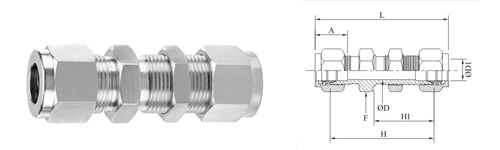Stainless Steel Double Compression Bulkhead Union Fitting Exporter Manufacturer