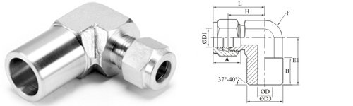 Stainless Steel Double Compression Male Pipe Weld Elbow Fitting Exporter Manufacturer