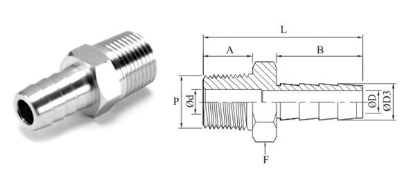 Stainless Steel Precision Pipe Male to Hose Connector- Tube to NPT Male Fittings Exporter